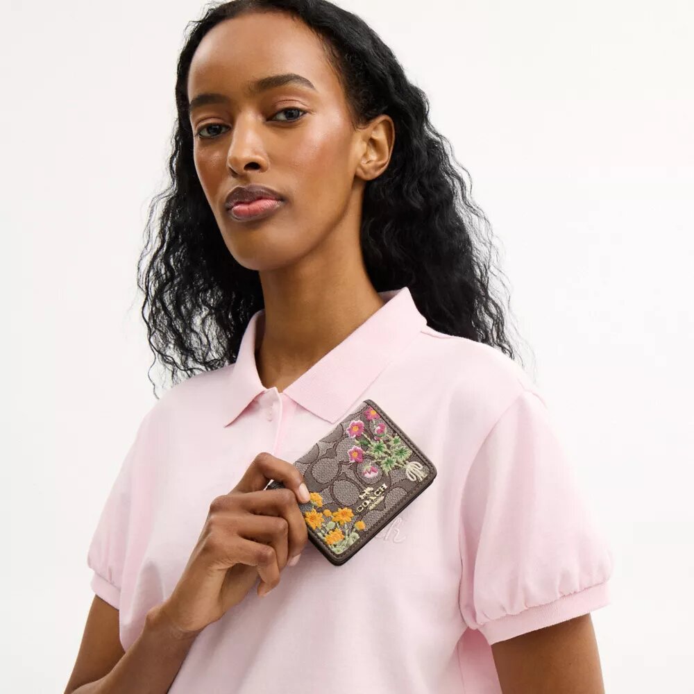 Mini-portofel pe lanț din jacquard semnătură cu broderie florală