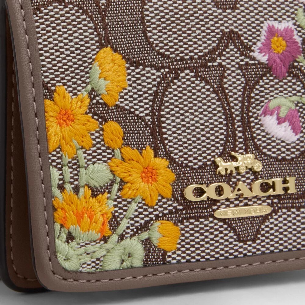 Mini-portofel pe lanț din jacquard semnătură cu broderie florală