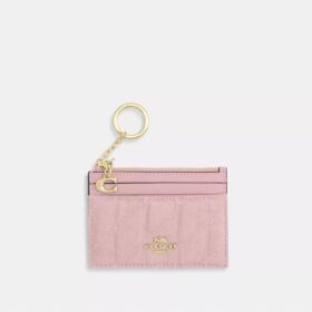 Mini Skinny Id Case din denim „Loved” cu matlasare și pandantive