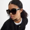 Ochelari de soare „Cat Eye” pătrați, cu ramă sculptată, model „Full Fit Maxi C”