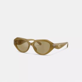 Ochelari de soare cu design geometric și detalii metalice „C”