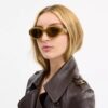 Ochelari de soare cu design geometric și detalii metalice „C”