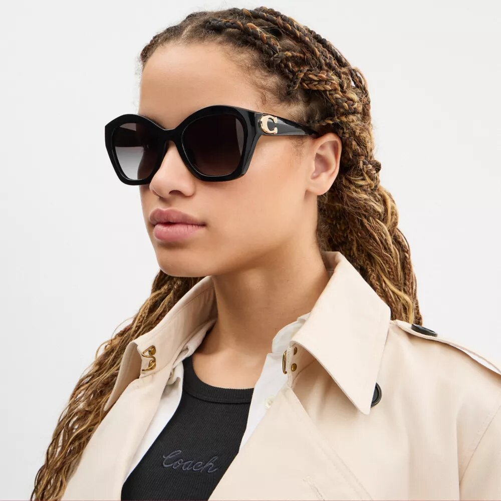 Ochelari de soare geometrici supradimensionați „Maxi Sculpted C”