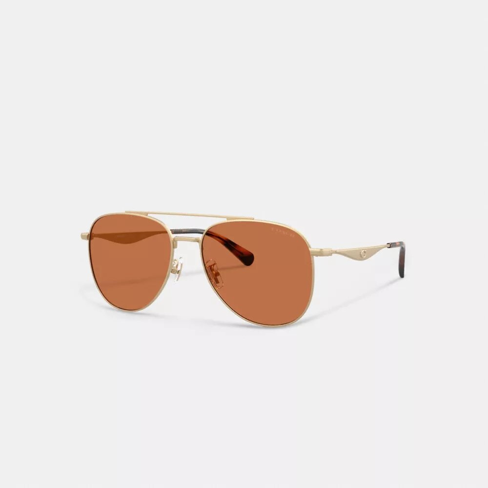 Ochelari de soare metalici de pilot cu accesorii aurii