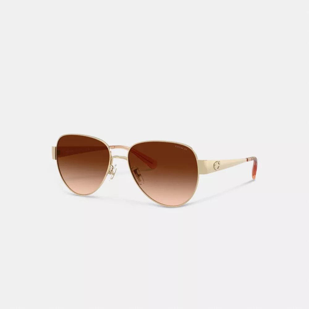 Ochelari de soare metalici de pilot cu accesorii aurii