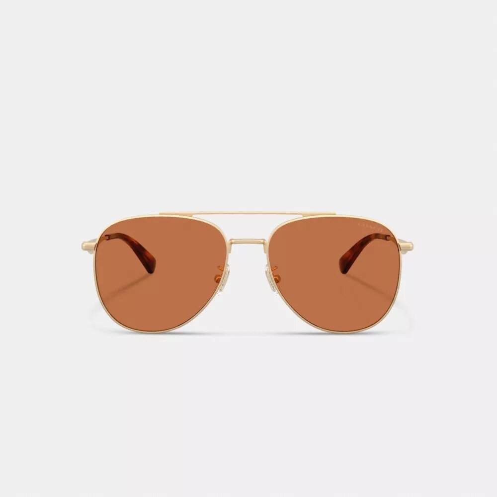 Ochelari de soare metalici de pilot cu accesorii aurii