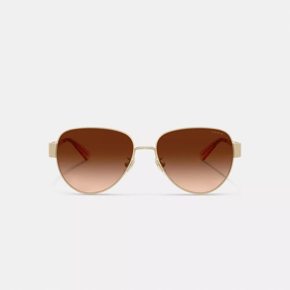 Ochelari de soare metalici de pilot cu accesorii aurii