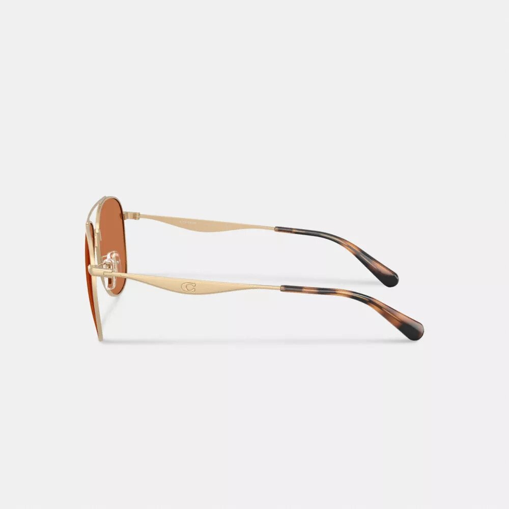 Ochelari de soare metalici de pilot cu accesorii aurii