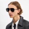 Ochelari de soare metalici de pilot cu accesorii aurii