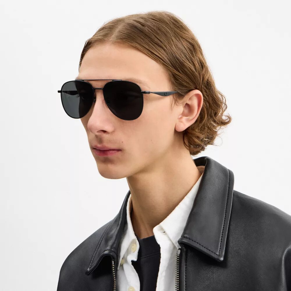 Ochelari de soare metalici de pilot cu accesorii aurii