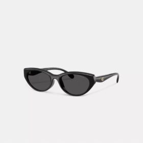 Ochelari de soare ovali tip „cat eye” cu accesorii aurii