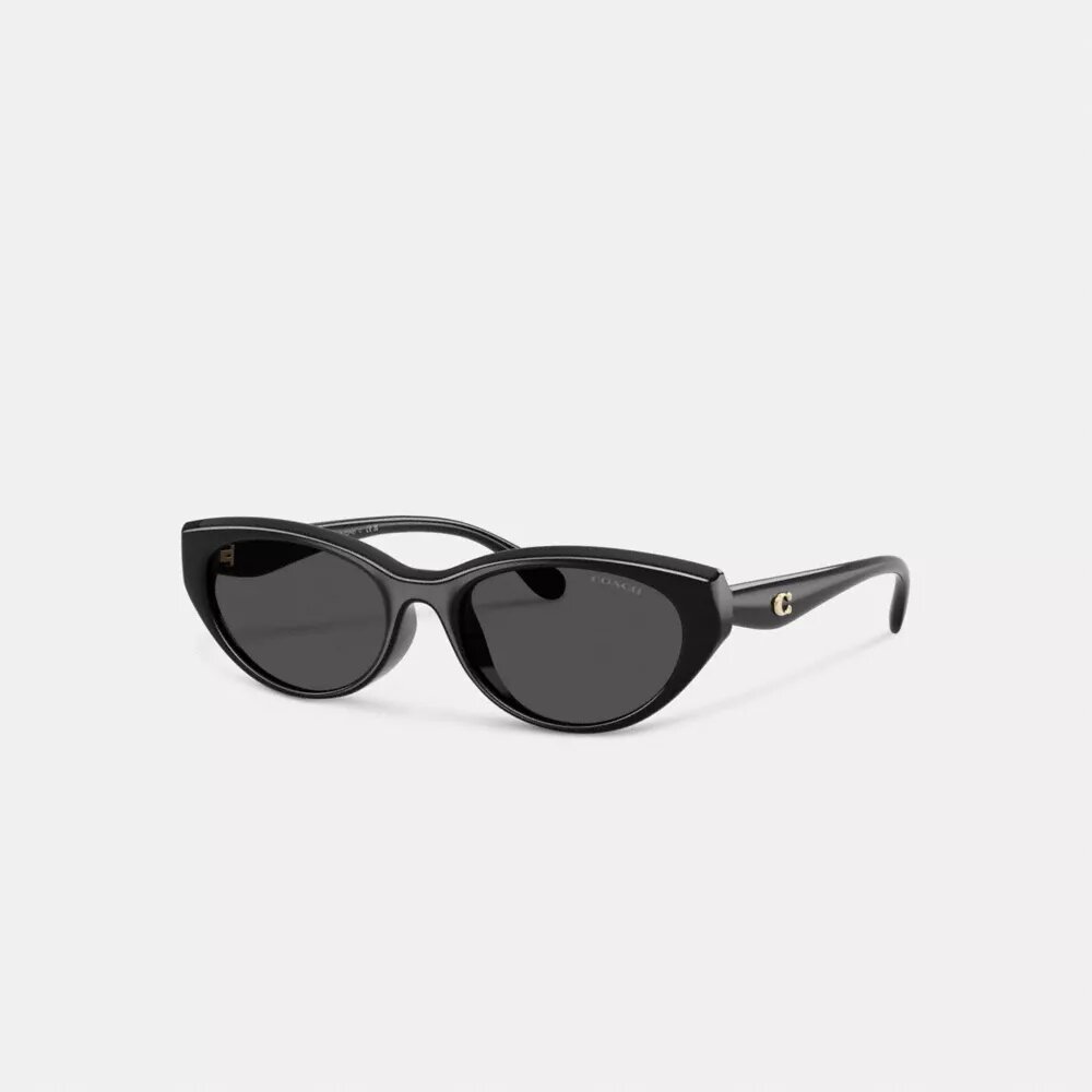 Ochelari de soare ovali tip „cat eye” cu accesorii aurii