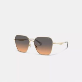 Ochelari de soare pătrați supradimensionați din metal cu accesorii „C”