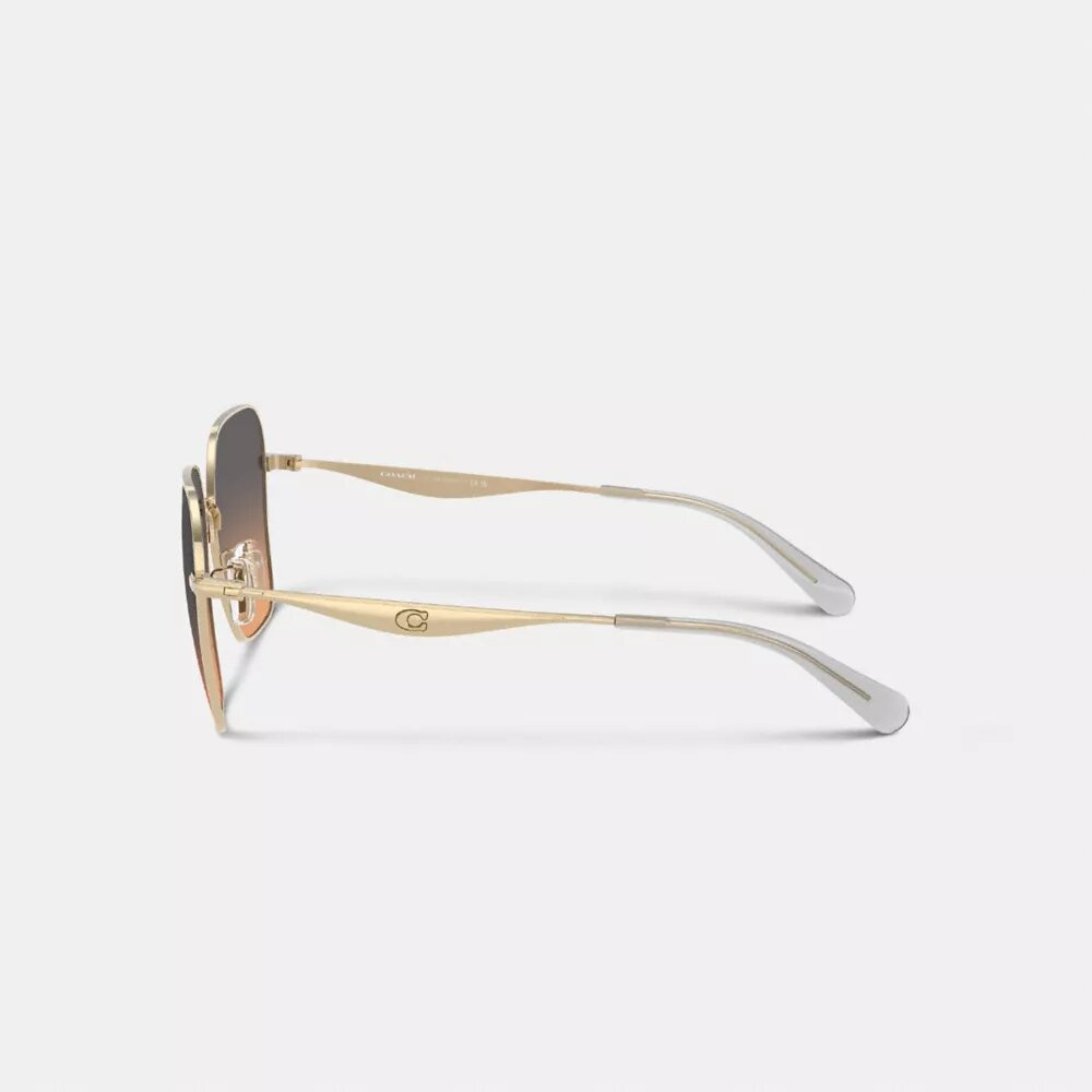 Ochelari de soare pătrați supradimensionați din metal cu accesorii „C”