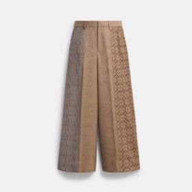 Pantaloni croiți cu imprimeu în carouri combinat