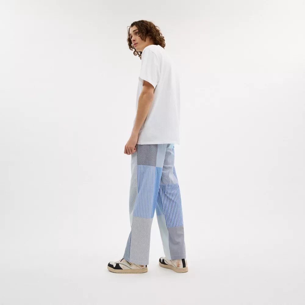 Pantaloni cu dungi în stil patchwork