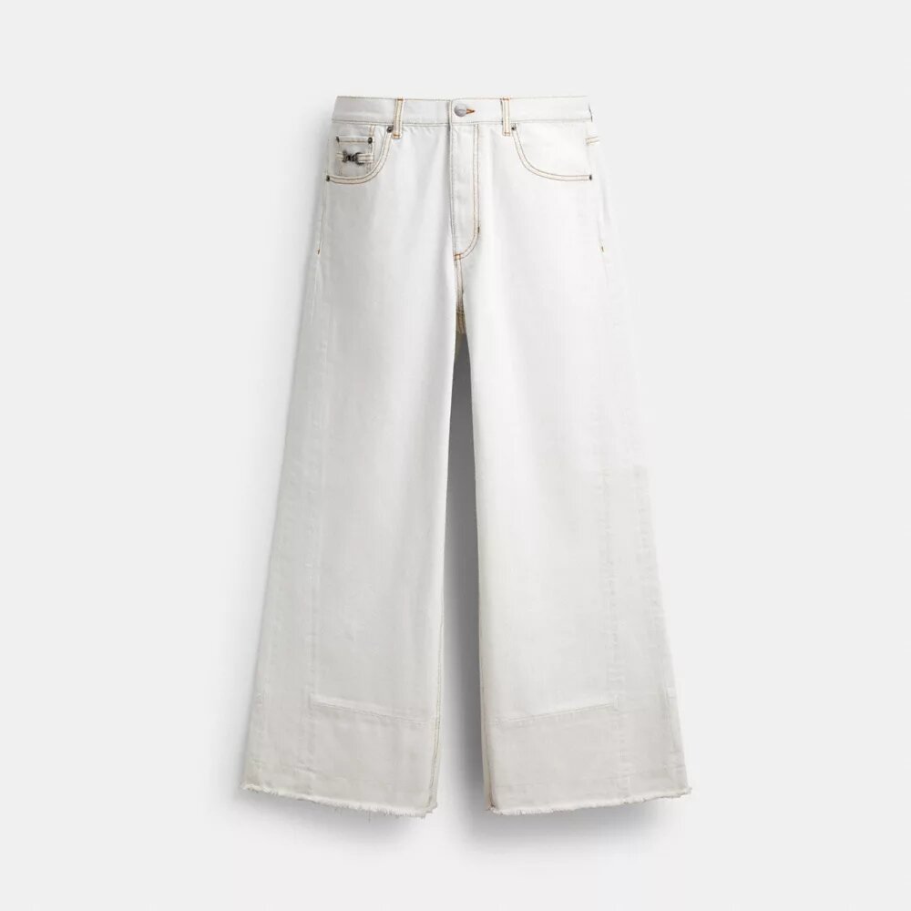 Pantaloni largi din denim din bumbac organic