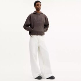 Pantaloni largi din denim din bumbac organic