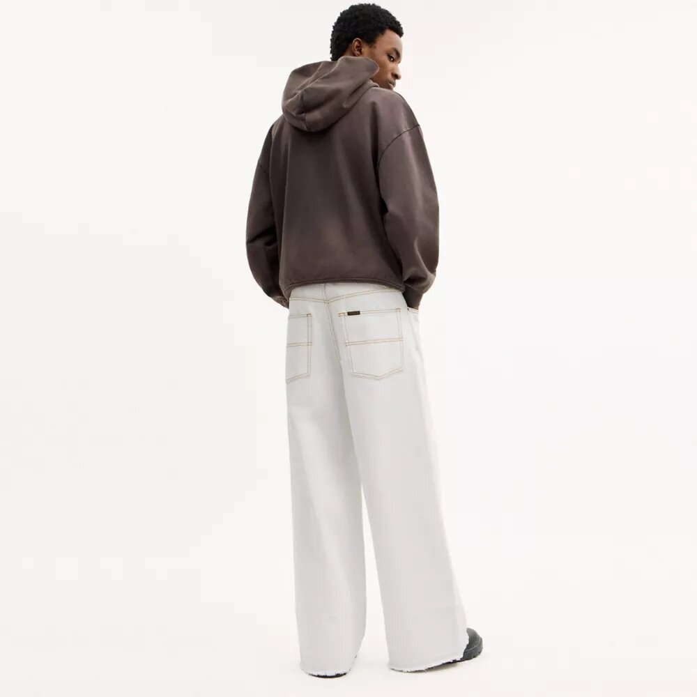Pantaloni largi din denim din bumbac organic