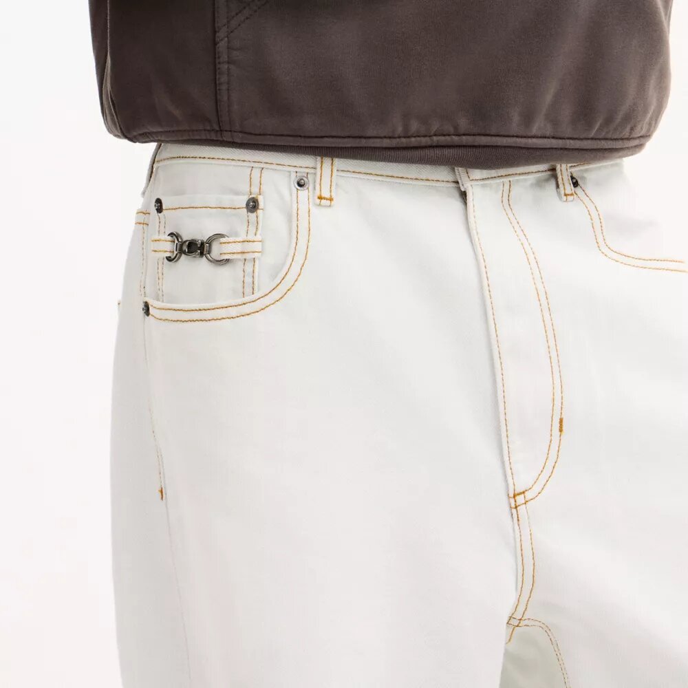 Pantaloni largi din denim din bumbac organic