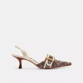 Pantofi decupați Margot cu baretă în spate din Jacquard semnătura
