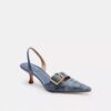 Pantofi decupați Margot din denim cu cristale