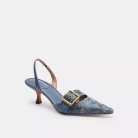 Pantofi decupați Margot din denim cu cristale