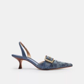 Pantofi decupați Margot din denim cu cristale