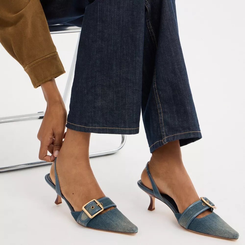 Pantofi decupați Margot din denim uzat