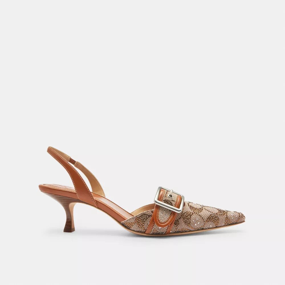 Pantofi decupați Margot din jacquard cu cristale, model semnătura