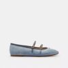 Pantofi Mary Jane cu două catarame din denim „Loved”