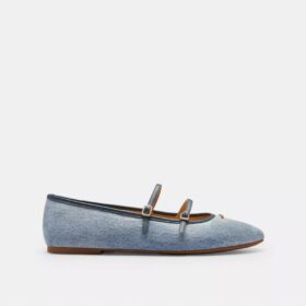 Pantofi Mary Jane cu două catarame din denim „Loved”