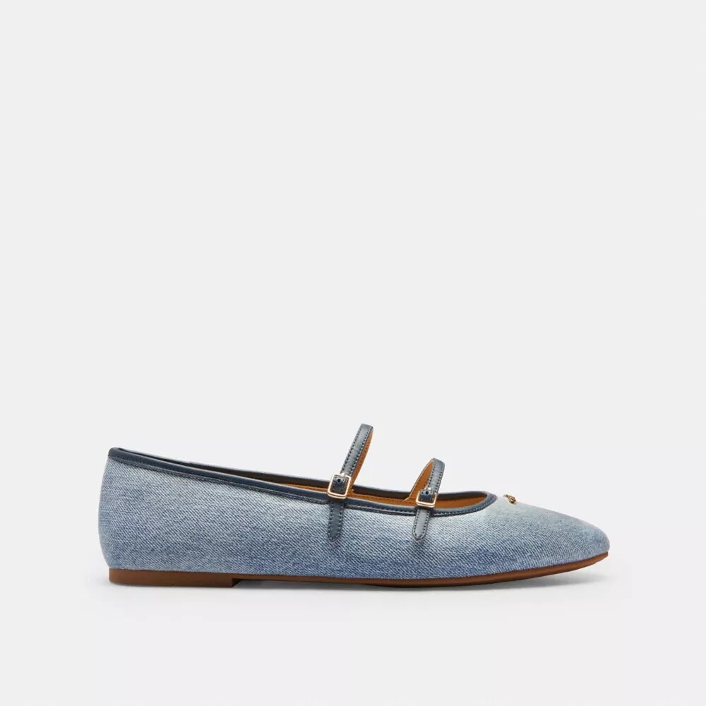 Pantofi Mary Jane cu două catarame din denim „Loved”