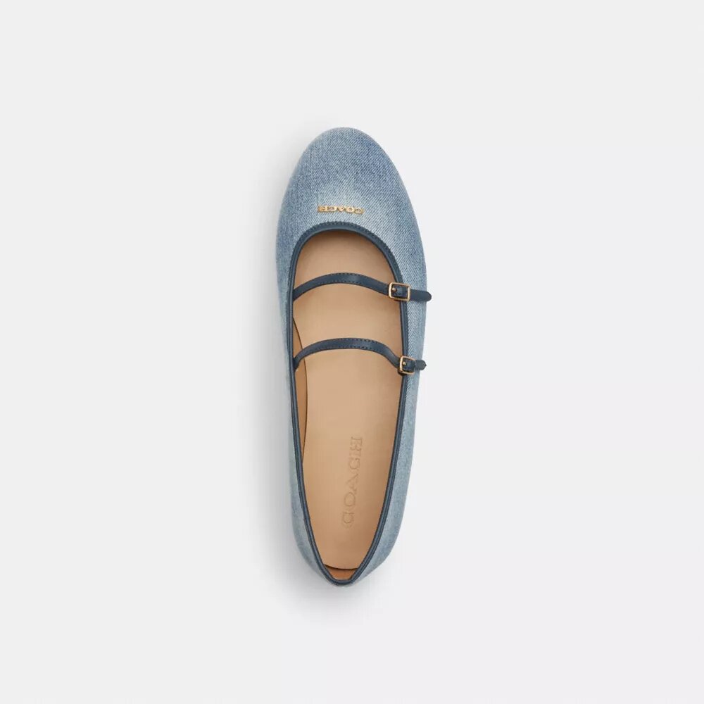 Pantofi Mary Jane cu două catarame din denim „Loved”