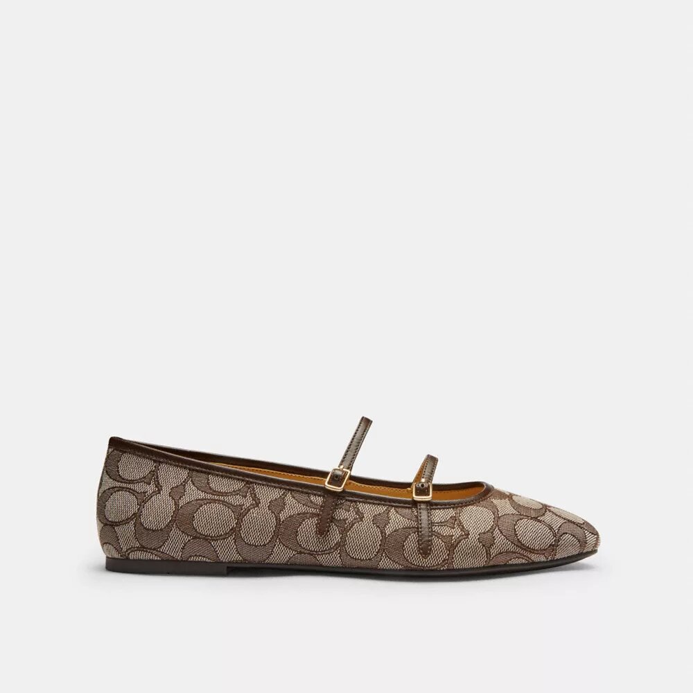 Pantofi Mary Jane cu două catarame din jacquard caracteristic