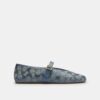 Pantofi Mary Jane din denim cu cristale