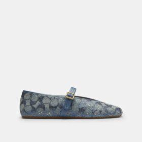 Pantofi Mary Jane din denim cu cristale