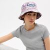 Pălărie tip „bucket” cu imprimeu floral și inscripția „Coach” în stil cursiv