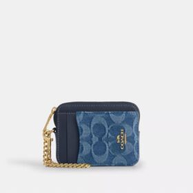 Portcard cu fermoar din denim semnătura