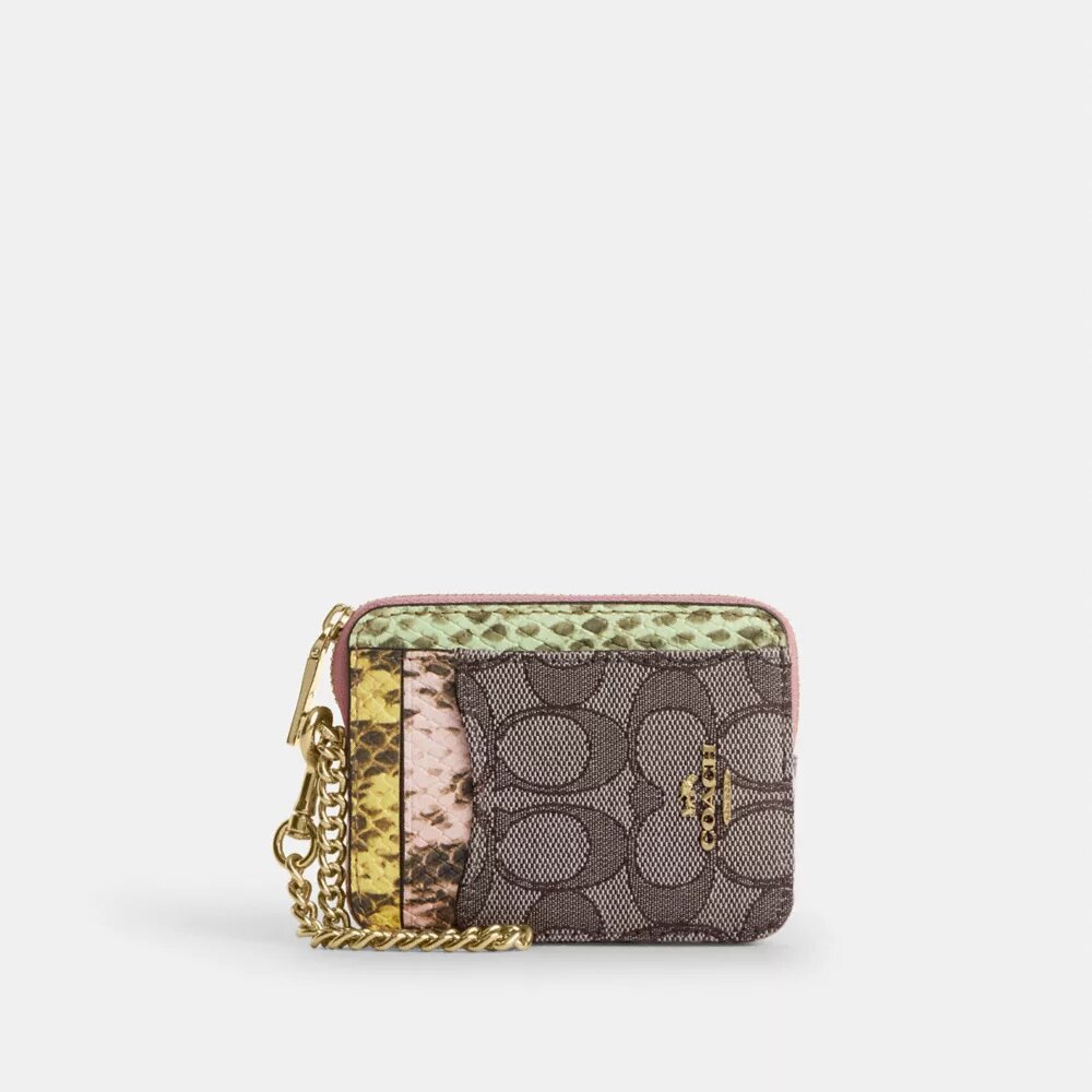 Portcard cu fermoar din jacquard semnătura