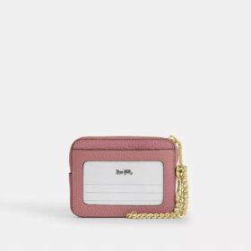 Portcard cu fermoar din piele Signature