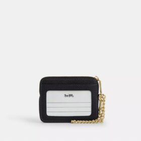 Portcard cu fermoar din piele Signature