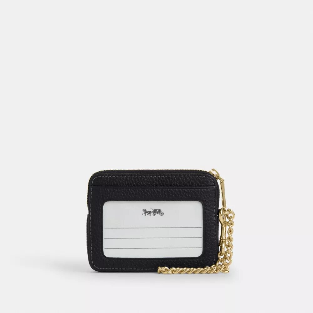 Portcard cu fermoar din piele Signature
