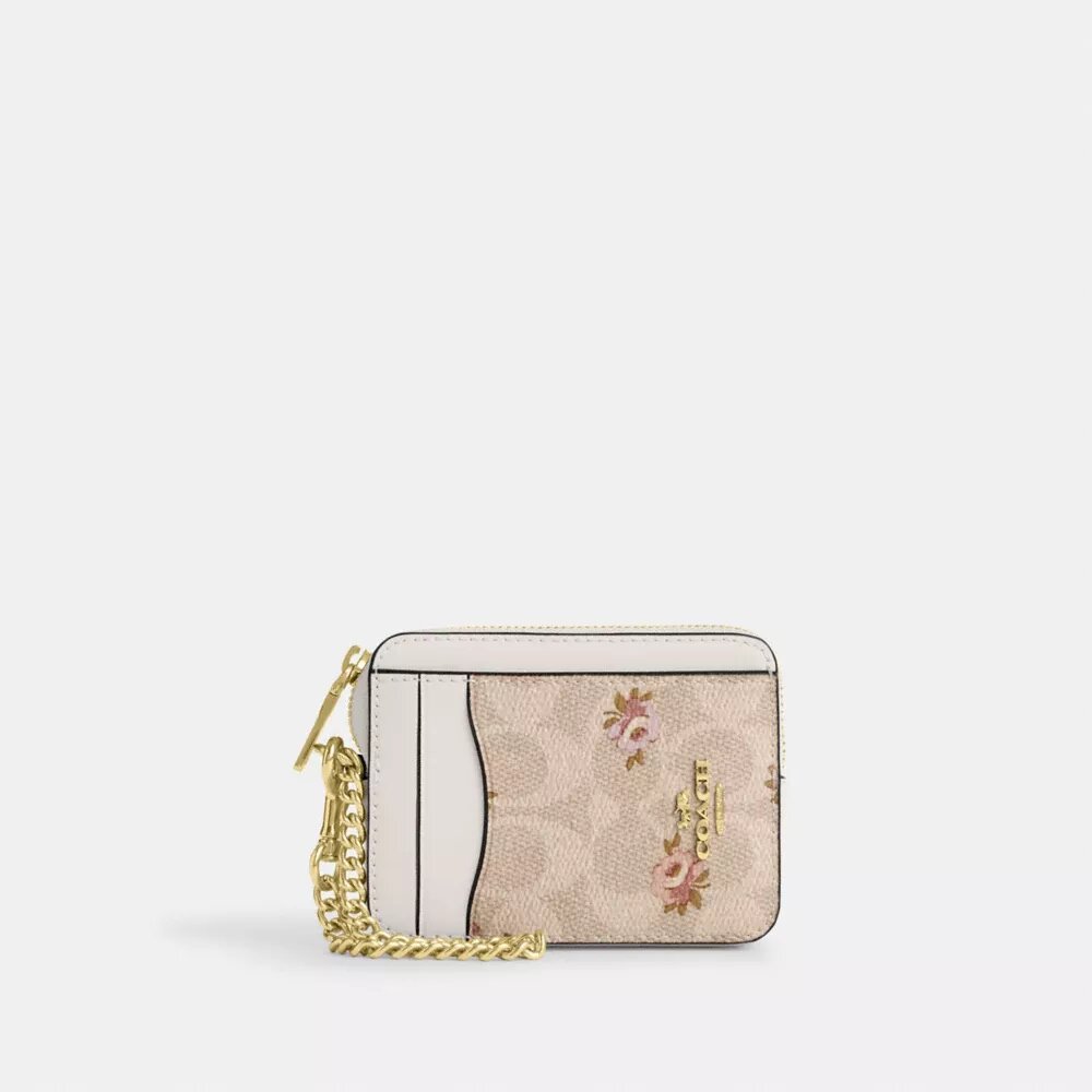 Portcard cu fermoar din Signature Canvas cu imprimeu floral