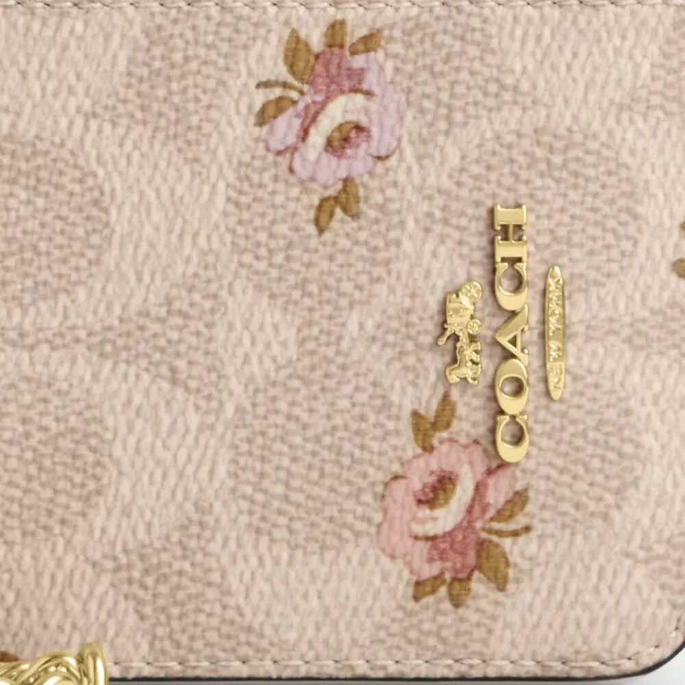 Portcard cu fermoar din Signature Canvas cu imprimeu floral