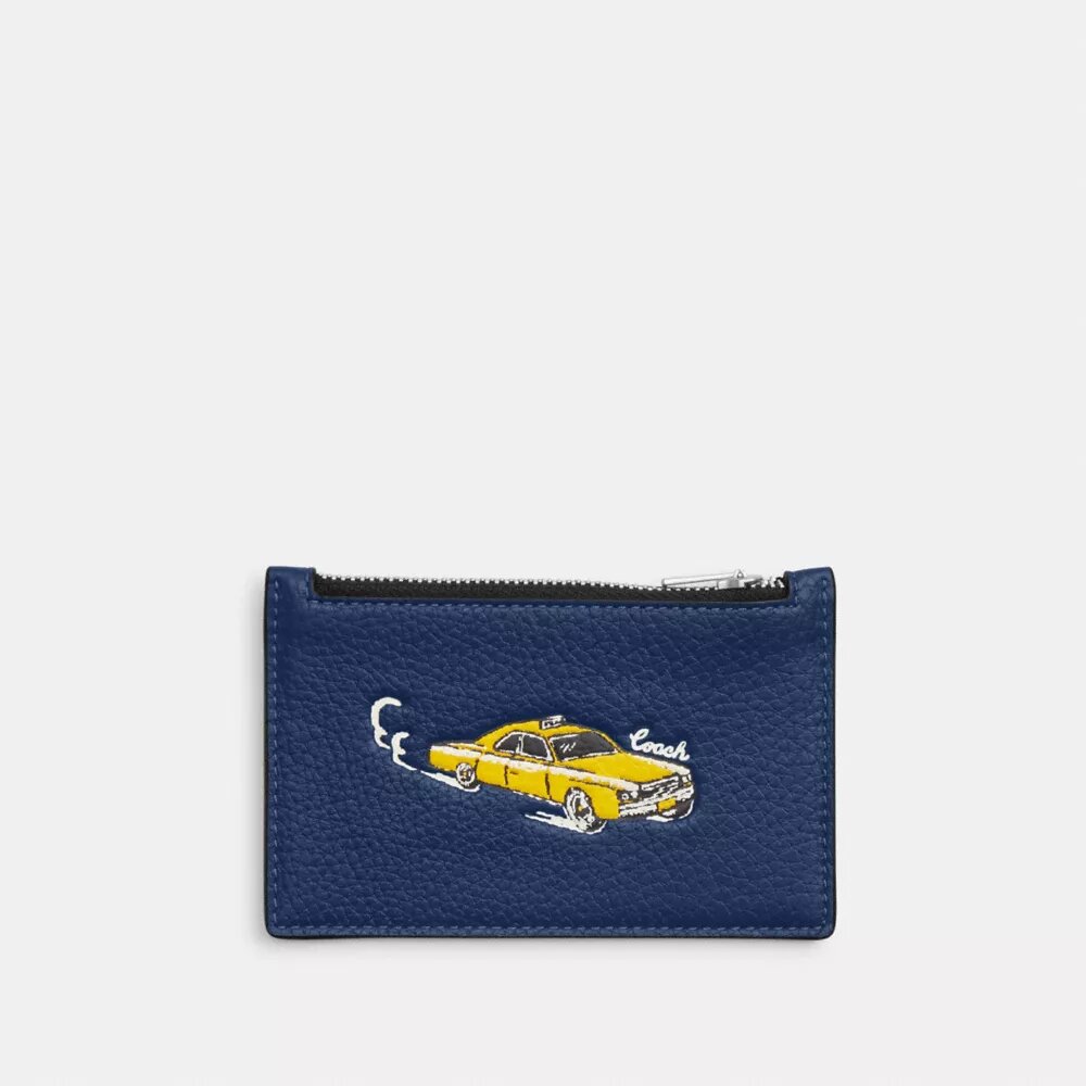 Portcard cu fermoar și imprimeu auto