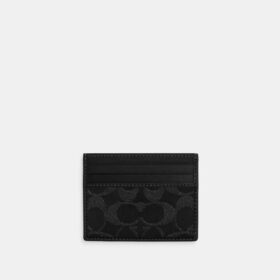 Portcard subțire din denim Signature