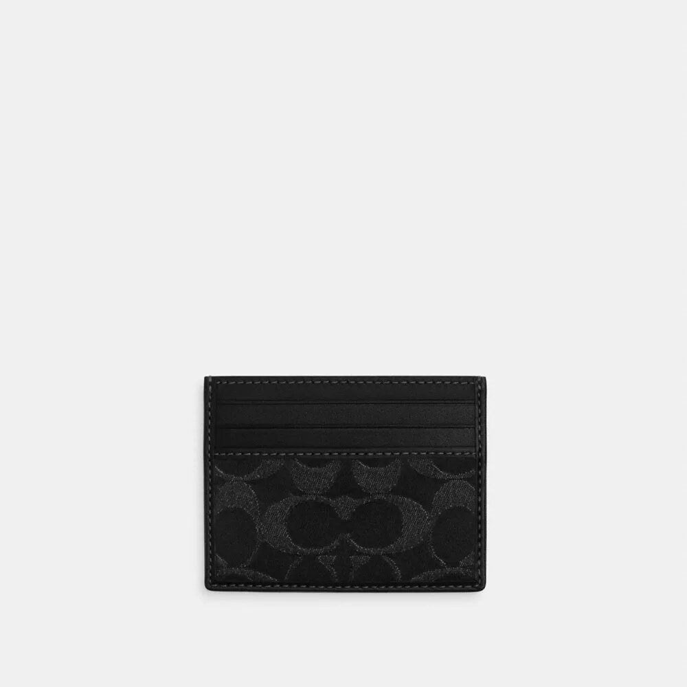 Portcard subțire din denim Signature