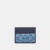 Portcard subțire din denim Signature