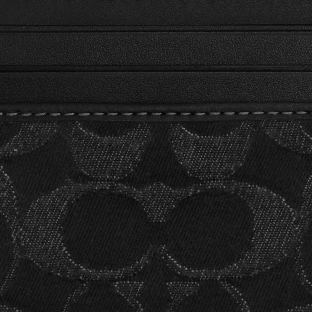 Portcard subțire din denim Signature